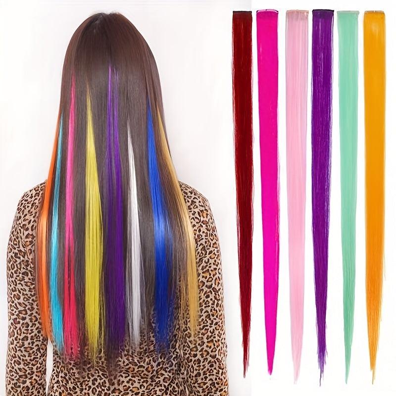 Rainbow Colored Straight Hairpiece for Daily Party Use