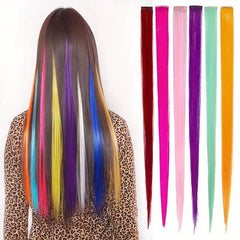 Rainbow Colored Straight Hairpiece for Daily Party Use