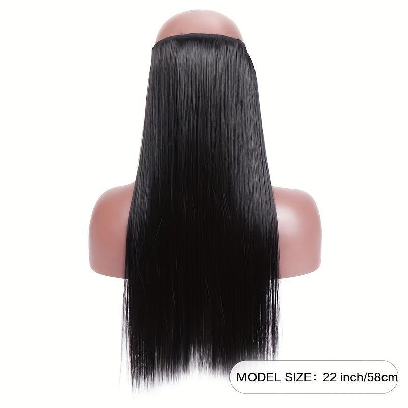 55 88 cm Straight Fish Line Hair Extensions No Clips Heat Resistant Fiber