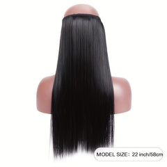 55 88 cm Straight Fish Line Hair Extensions No Clips Heat Resistant Fiber
