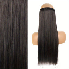 55 88 cm Straight Fish Line Hair Extensions No Clips Heat Resistant Fiber