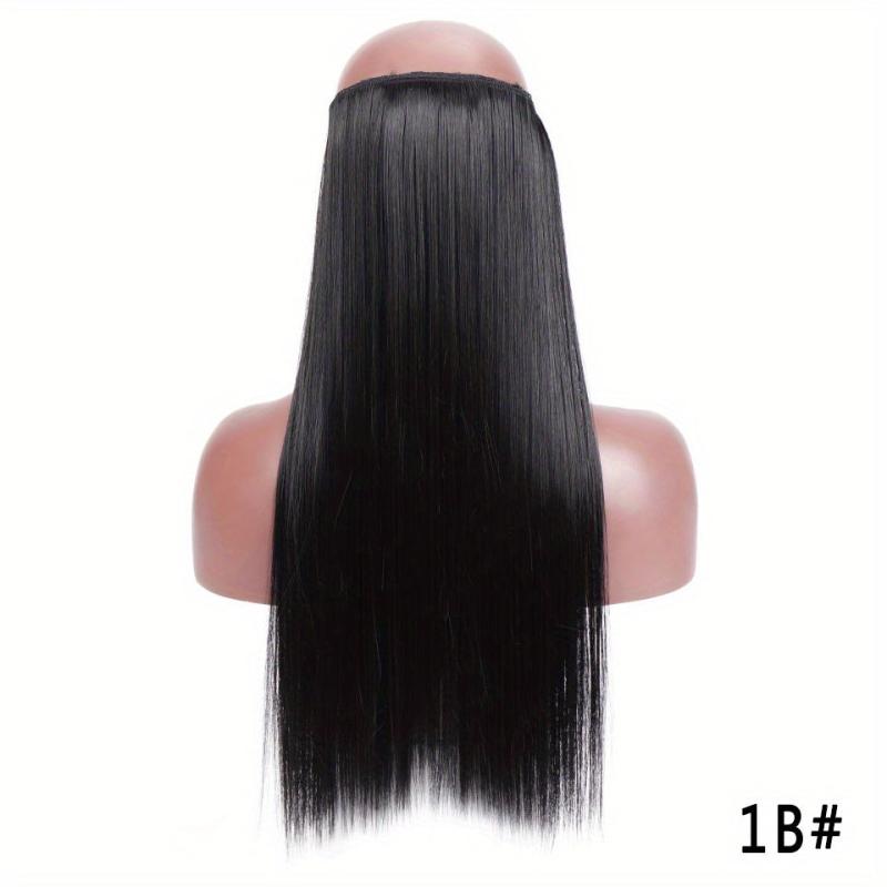 55 88 cm Straight Fish Line Hair Extensions No Clips Heat Resistant Fiber