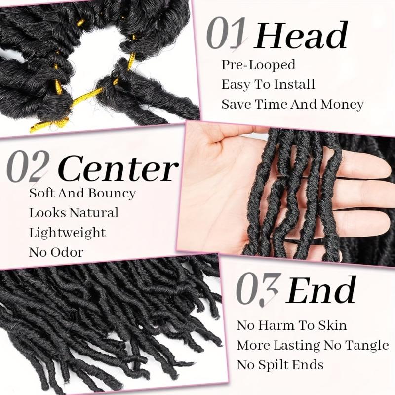 Butterfly Locks Crochet Hair 45-72 cm Soft Locs Curly Wavy Braids
