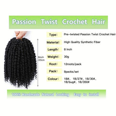 Passion Twist Hair 20 32 Cm 8 Packs Pre Twisted Passion Twist Crochet Hair