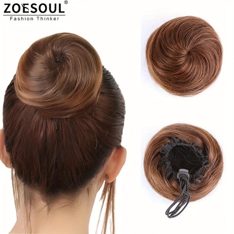 Chignon Donut Hair Bun Updo with Drawstring Clip In Extensions
