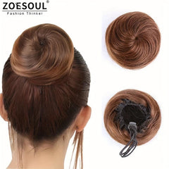 Chignon Donut Hair Bun Updo with Drawstring Clip In Extensions