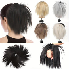 Messy Straight Hair Bun Extensions Elastic Chignon Scrunchy