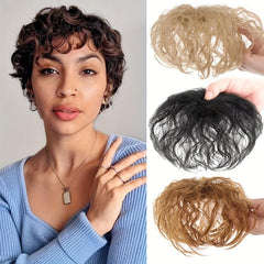 Clip In Curly Hair Bangs for Women - Volume & Style Top of the Head Coverage