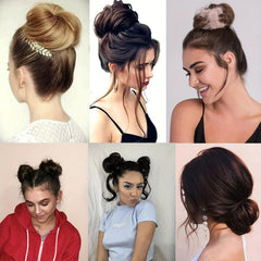 Brown Hair Bun Elastic Band Messy Wavy Curly Updo Scrunchies Y2K