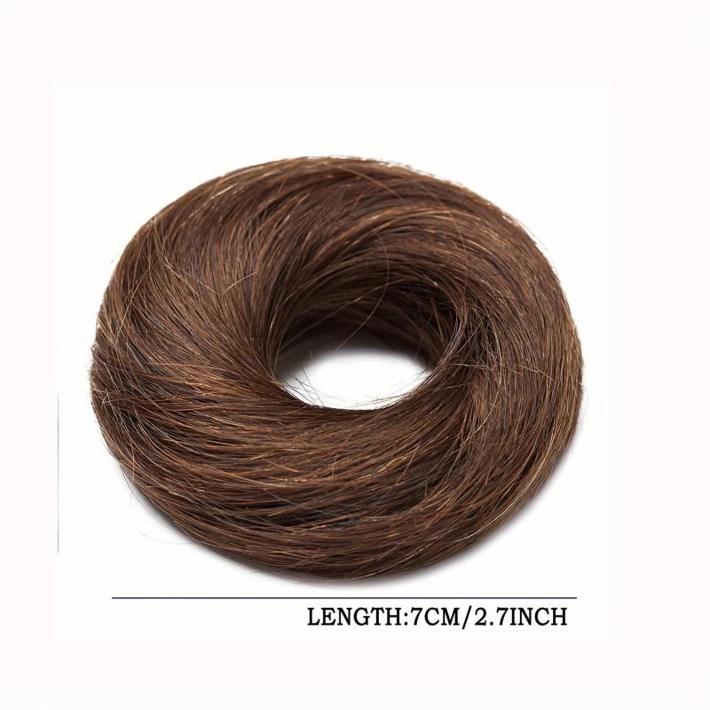 Brown Hair Bun Elastic Band Messy Wavy Curly Updo Scrunchies Y2K
