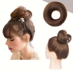 Brown Hair Bun Elastic Band Messy Wavy Curly Updo Scrunchies Y2K