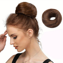 Brown Hair Bun Elastic Band Messy Wavy Curly Updo Scrunchies Y2K