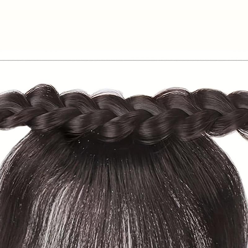 Synthetic Hair Bang With Twist Braid Headband Hair Hoop Fringe Extensions