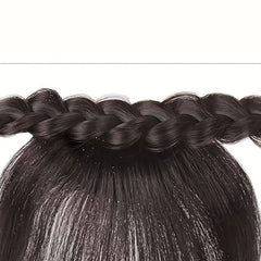 Synthetic Hair Bang With Twist Braid Headband Hair Hoop Fringe Extensions