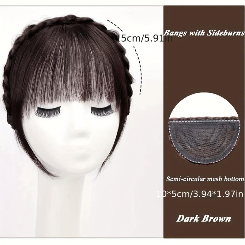 Synthetic Hair Bang With Twist Braid Headband Hair Hoop Fringe Extensions