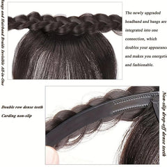 Synthetic Hair Bang With Twist Braid Headband Hair Hoop Fringe Extensions
