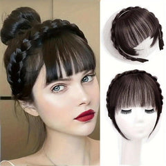 Synthetic Hair Bang With Twist Braid Headband Hair Hoop Fringe Extensions