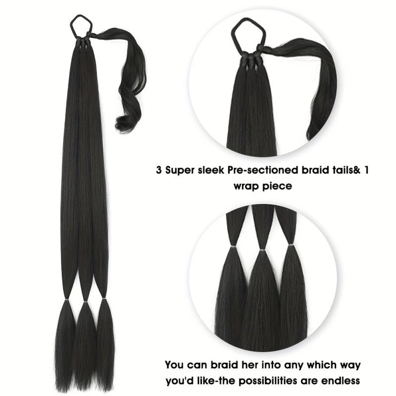 Long Straight Synthetic Hair Ponytail Extensions Heat Resistant Hair Pieces