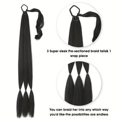 Long Straight Synthetic Hair Ponytail Extensions Heat Resistant Hair Pieces