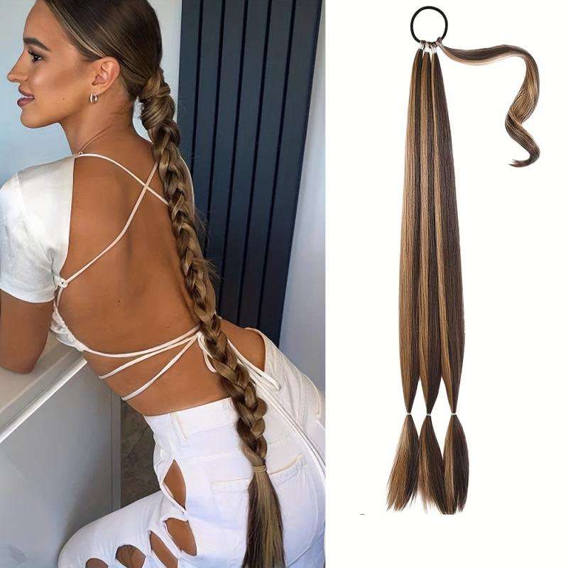 Long Straight Synthetic Hair Ponytail Extensions Heat Resistant Hair Pieces