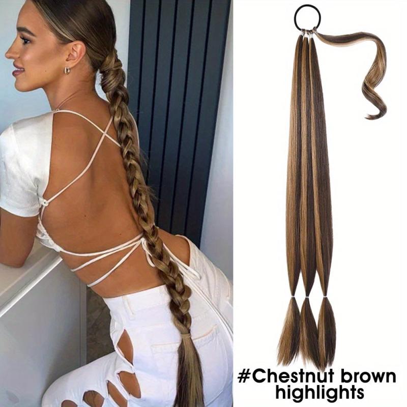 Long Straight Synthetic Hair Ponytail Extensions Heat Resistant Hair Pieces