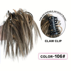 Synthetic Messy Chignon Hair Bun Claw Clip Curly Wavy Extensions Updo Ponytail