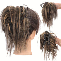 Synthetic Messy Chignon Hair Bun Claw Clip Curly Wavy Extensions Updo Ponytail