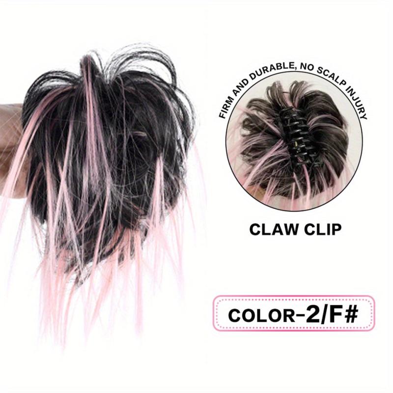 Synthetic Messy Chignon Hair Bun Claw Clip Curly Wavy Extensions Updo Ponytail
