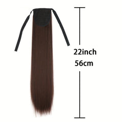 55 88 Cm Straight Ponytail Extensions Wrap Around Clip In Synthetic Hair Pieces
