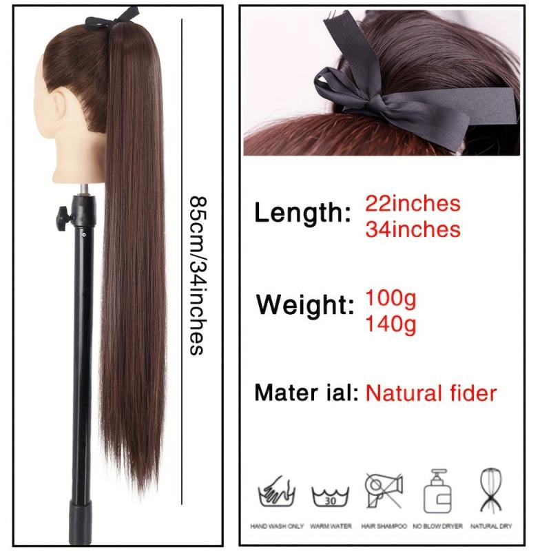 Long Drawstring Ponytail Extensions Synthetic Fiber Natural Look