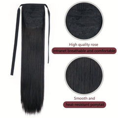 Long Drawstring Ponytail Extensions Synthetic Fiber Natural Look