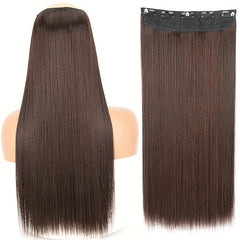 5 Clip-in Long Straight Synthetic Hair Extensions Natural Look