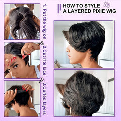 15 24 Cm Short Pixie Cut Human Hair Bob Wigs Natural Look