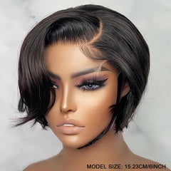 15 24 Cm Short Pixie Cut Human Hair Bob Wigs Natural Look