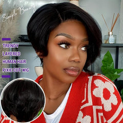 15 24 Cm Short Pixie Cut Human Hair Bob Wigs Natural Look