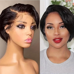 15 24 Cm Short Pixie Cut Human Hair Bob Wigs Natural Look