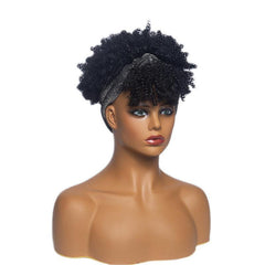 Afro Kinky Curly Headband Wig 20-32 cm Synthetic Hair for Daily Use