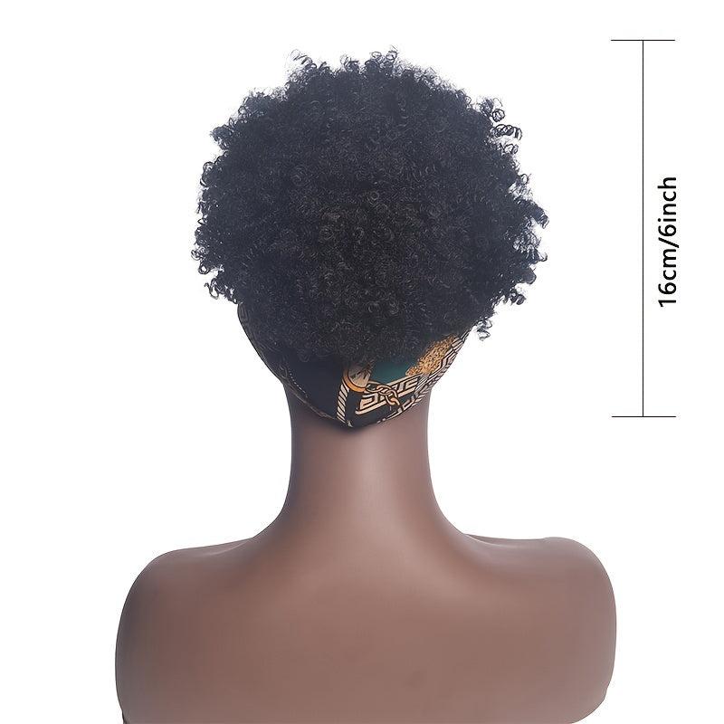 Afro Kinky Curly Headband Wig 20-32 cm Synthetic Hair for Daily Use