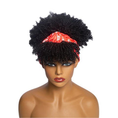 Afro Kinky Curly Headband Wig 20-32 cm Synthetic Hair for Daily Use