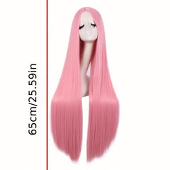 Colorful Long Straight Synthetic Wig Anime Cosplay Wig For Halloween Cosplay