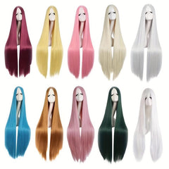 Colorful Long Straight Synthetic Wig Anime Cosplay Wig For Halloween Cosplay