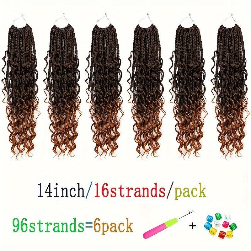 6pack 35 Synthetic Goddess Box Braids Crochet Curly Hair Extensions