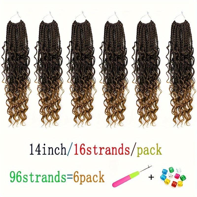 6pack 35 Synthetic Goddess Box Braids Crochet Curly Hair Extensions