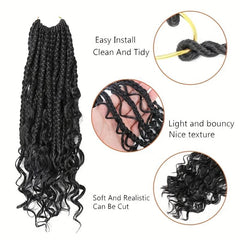 6pack 35 Synthetic Goddess Box Braids Crochet Curly Hair Extensions