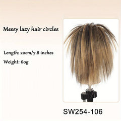 Chicken Feather Shuttlecock Head Wig Messy Straight Hair Buns Updo