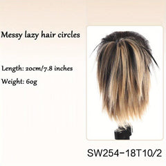Chicken Feather Shuttlecock Head Wig Messy Straight Hair Buns Updo