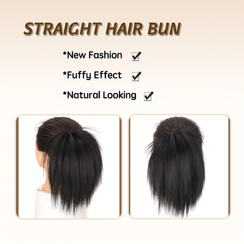 Chicken Feather Shuttlecock Head Wig Messy Straight Hair Buns Updo