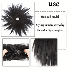 Chicken Feather Shuttlecock Head Wig Messy Straight Hair Buns Updo