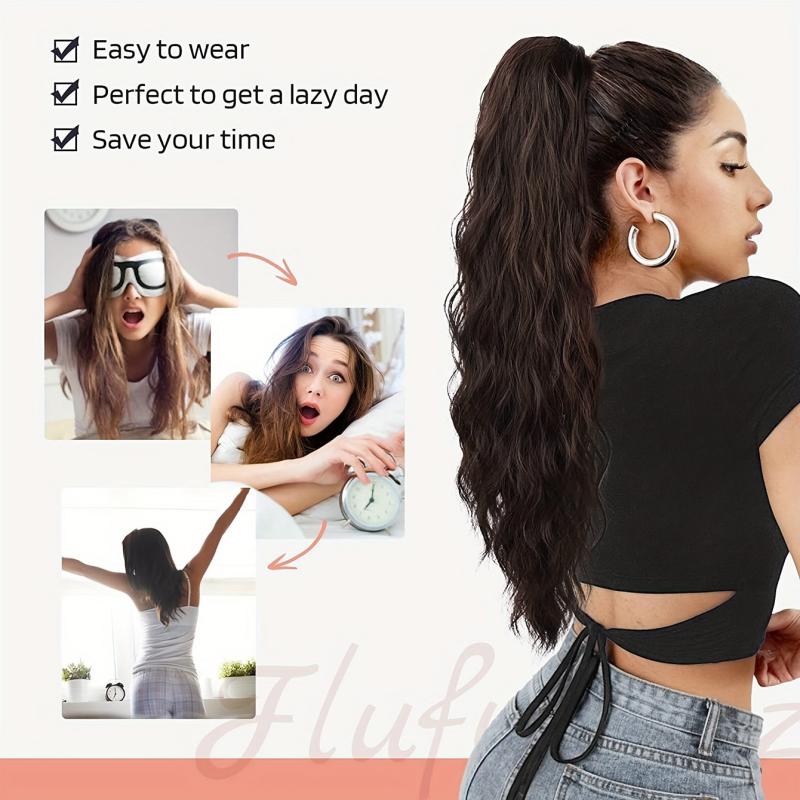 Long Curly Ponytail Hair Tie Synthetic Clip In Hair Extensions