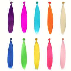 10 Strands Pack Long Straight Synthetic Hair Extensions I Tip Hair Extensions